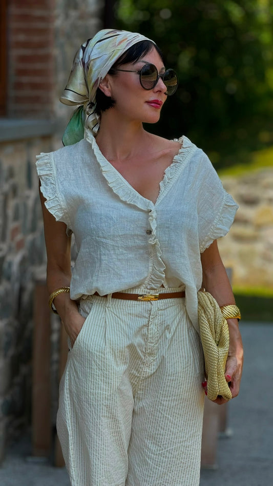 Blouse Bo frulle linen