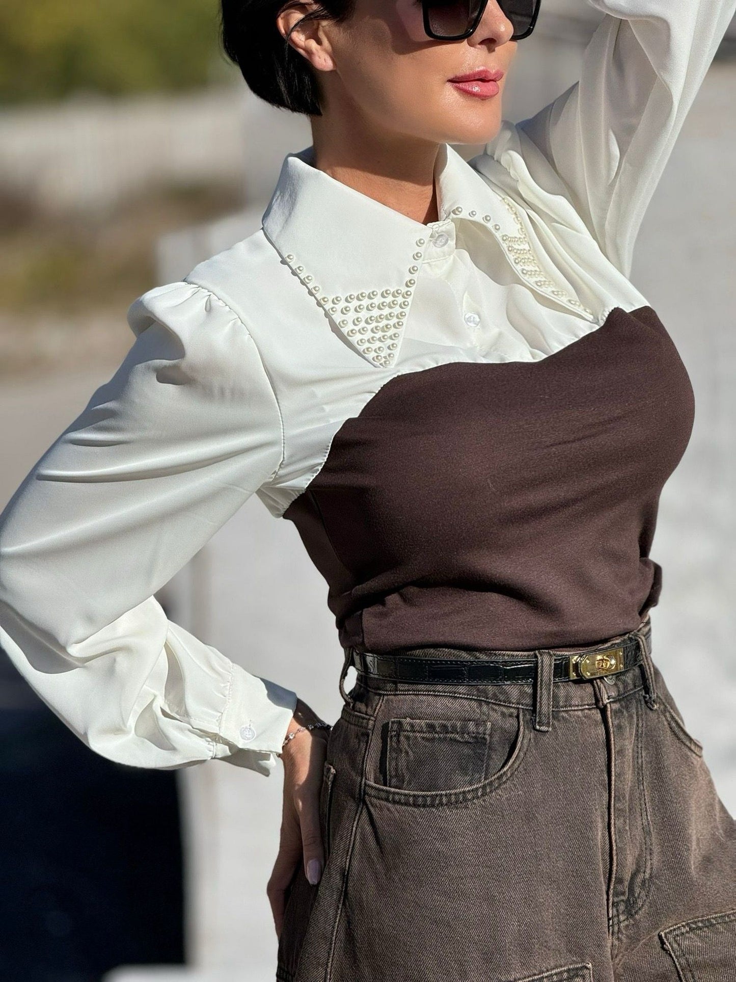 Tirer Ava blanc/brun