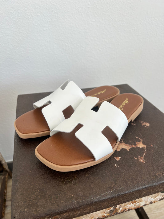 Slipper H leather white