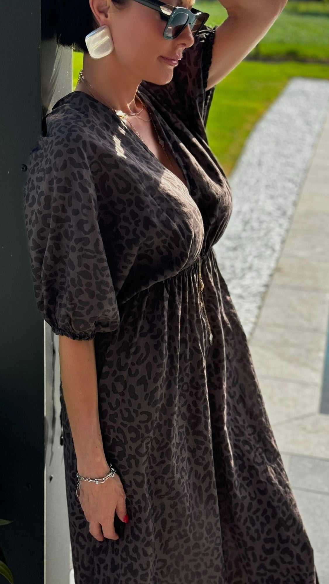 Dress chloe leo taupe