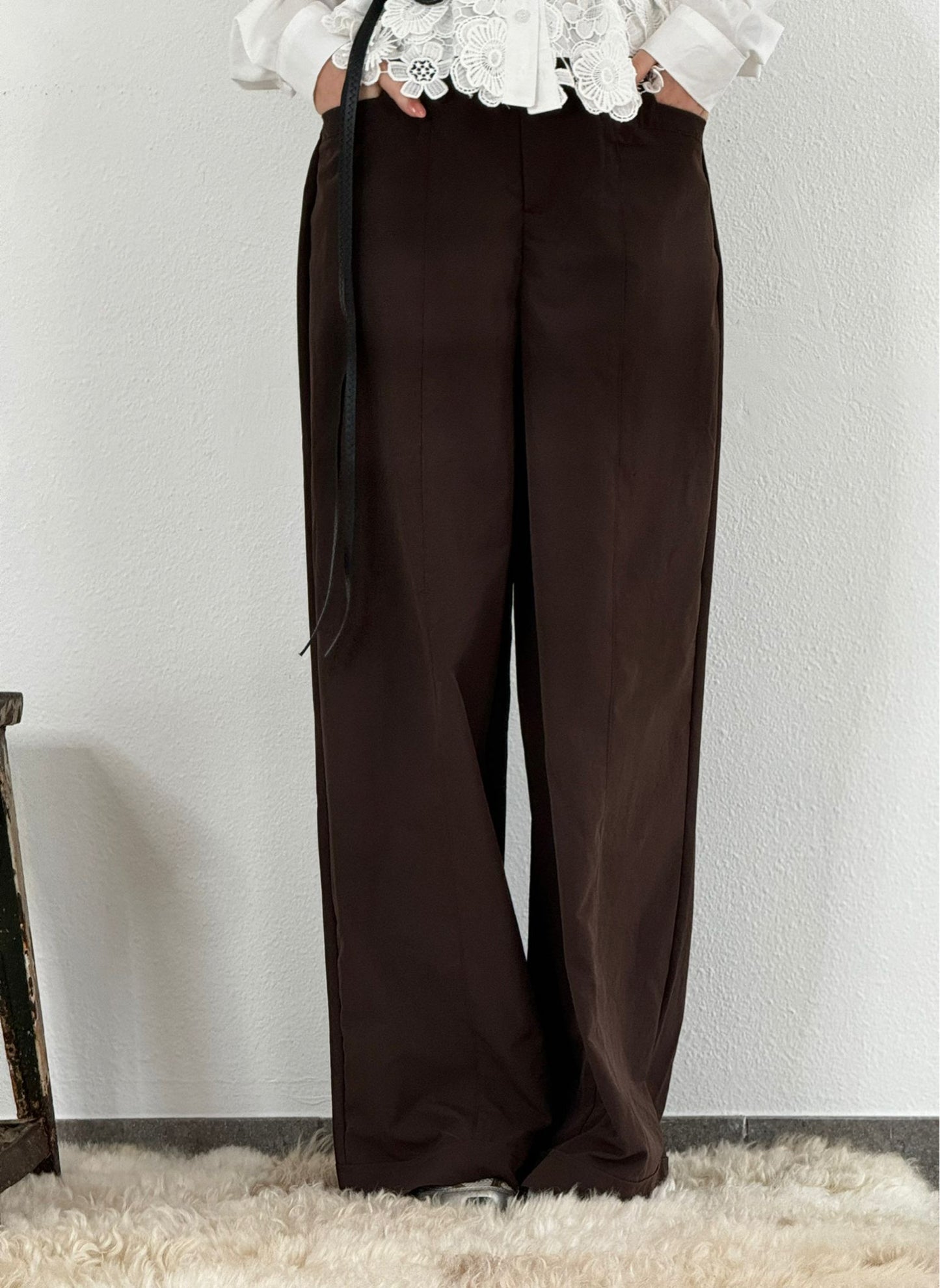 Pants Gayle + belt choco