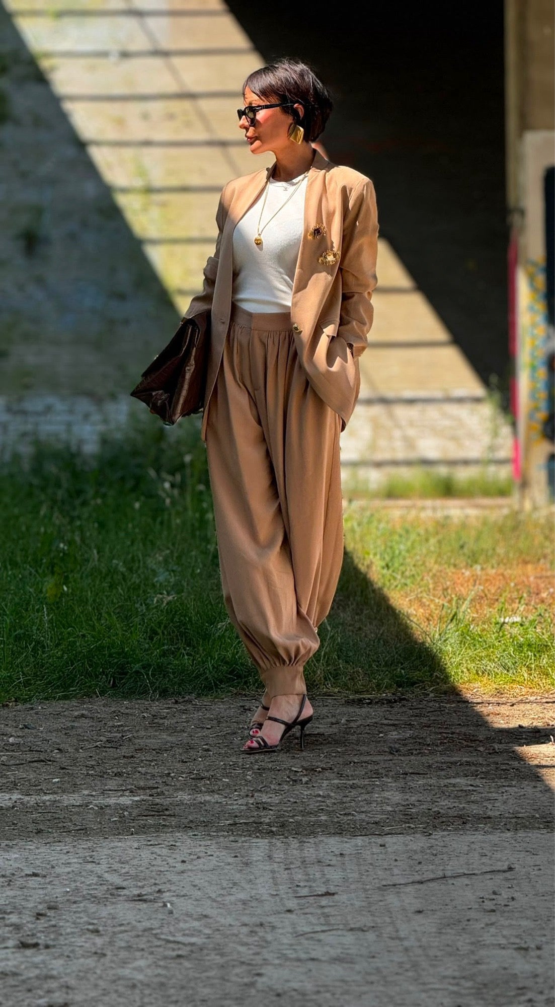 Pants lilac camel