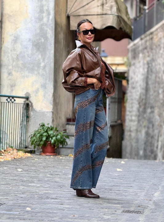 Jacket Elowen leatherlook camel