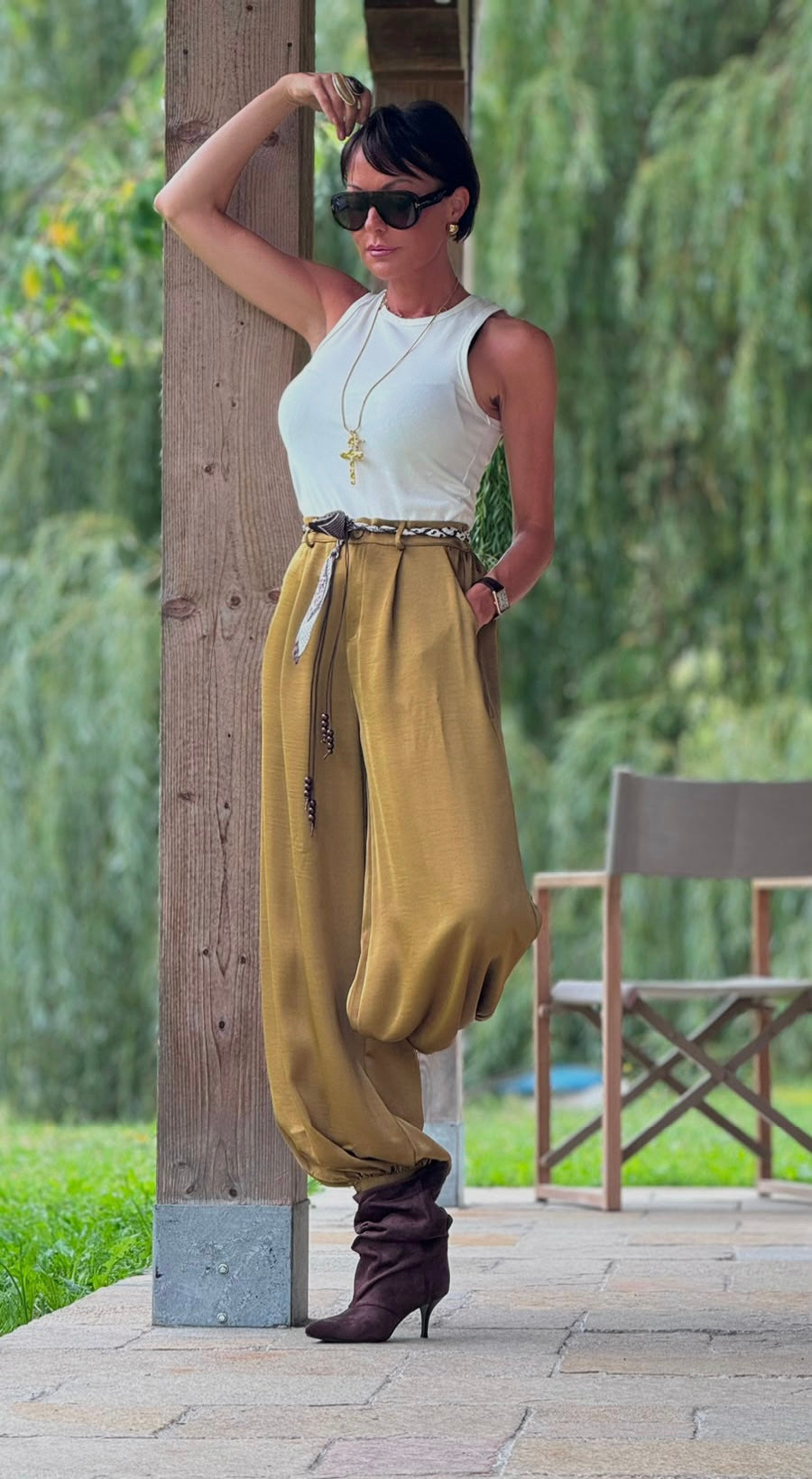 Pants Esteban satin poison green
