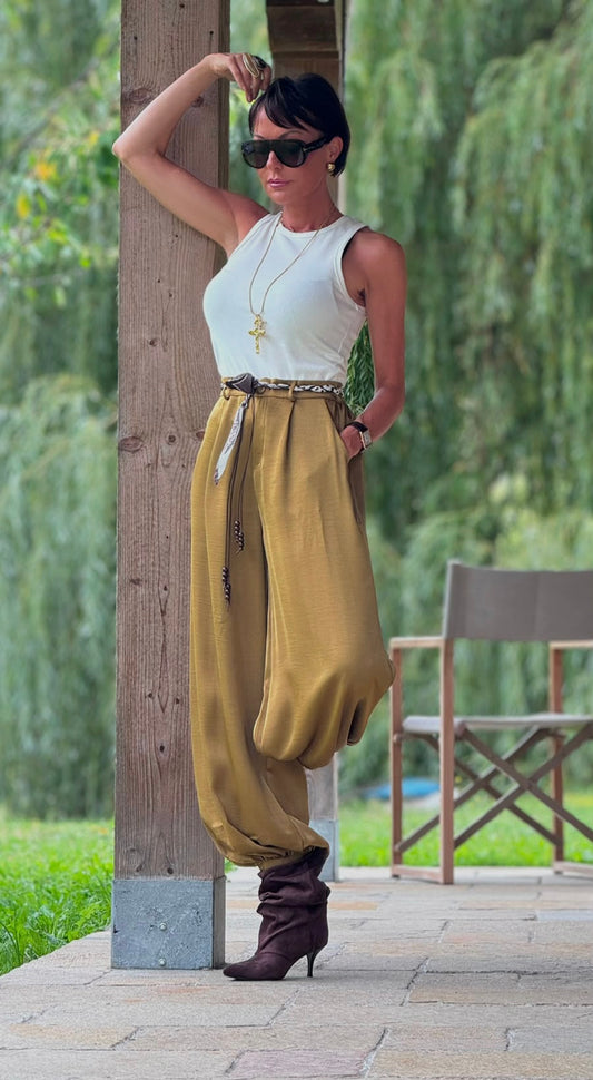 Pants Esteban satin poison green