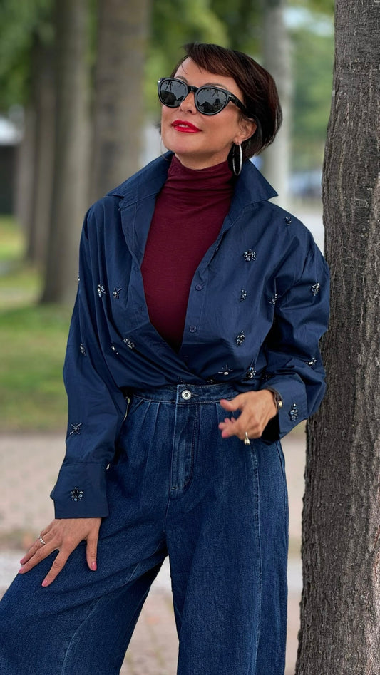 Blouse Carlotta strass navy