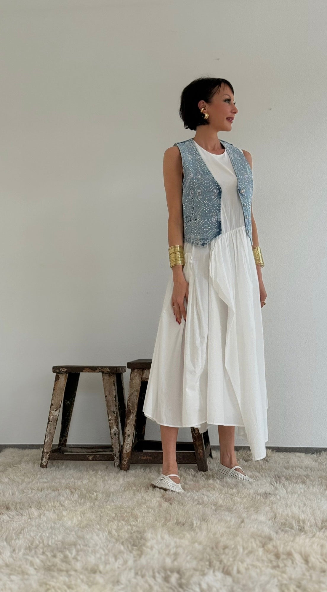 rhinestone denim vest