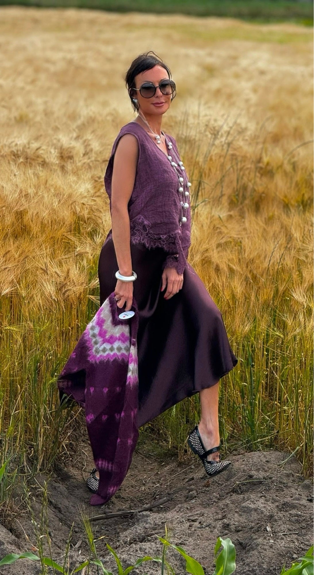 Pull April printed purple