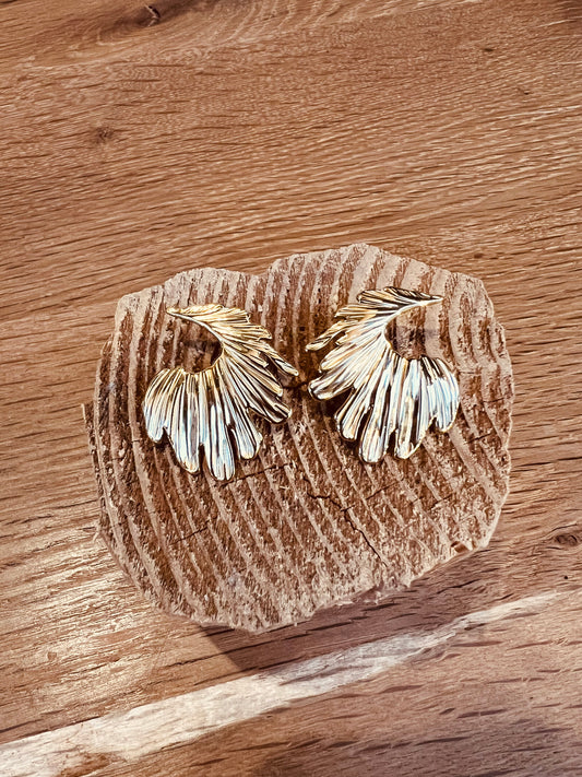 Earrings feather gold