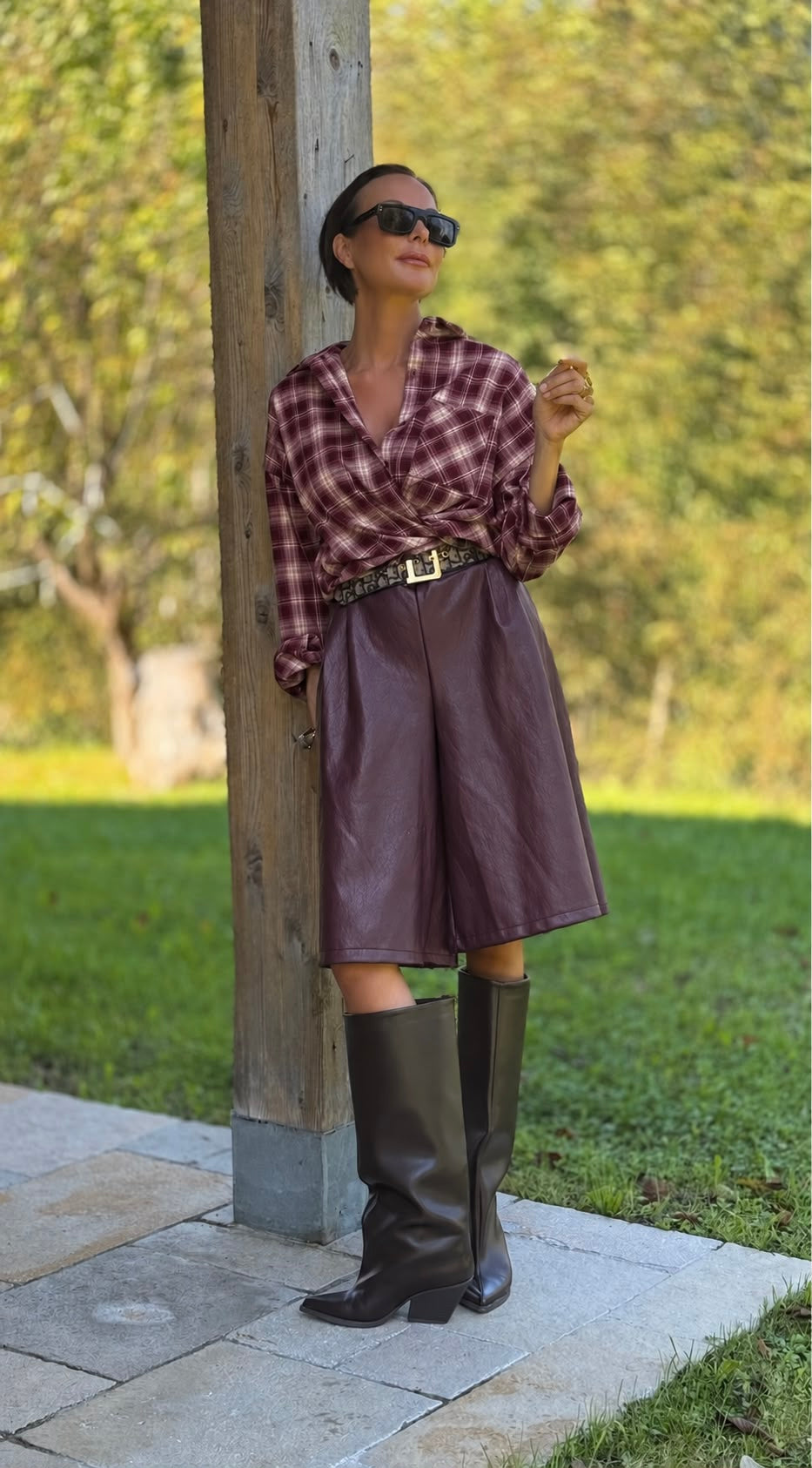 Blouse Bari tartan burgundy