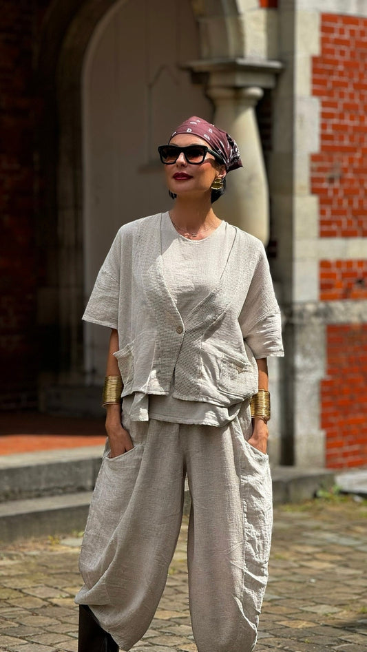 Jacket linen Sarah taupe