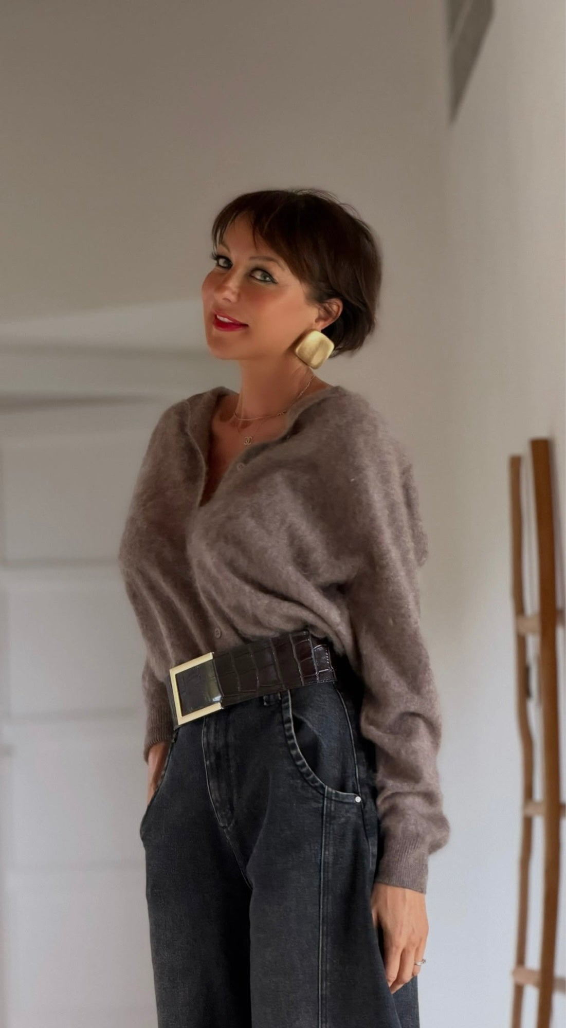 Pull cardigan Chloe taupe