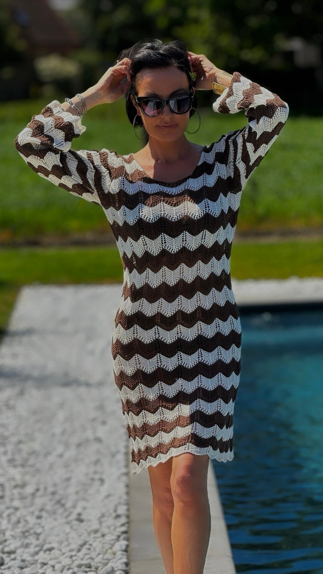 Dress beach brown striped