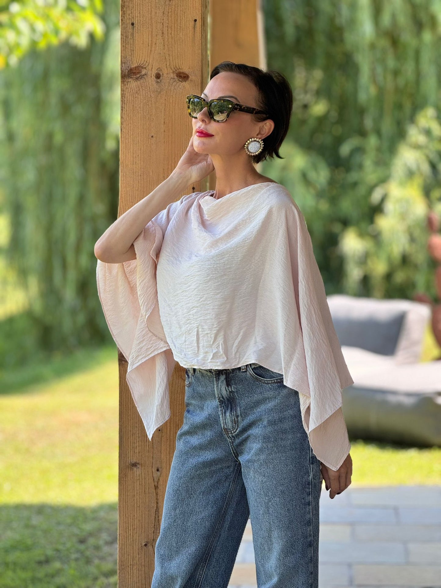 Blouse Leave powder pink