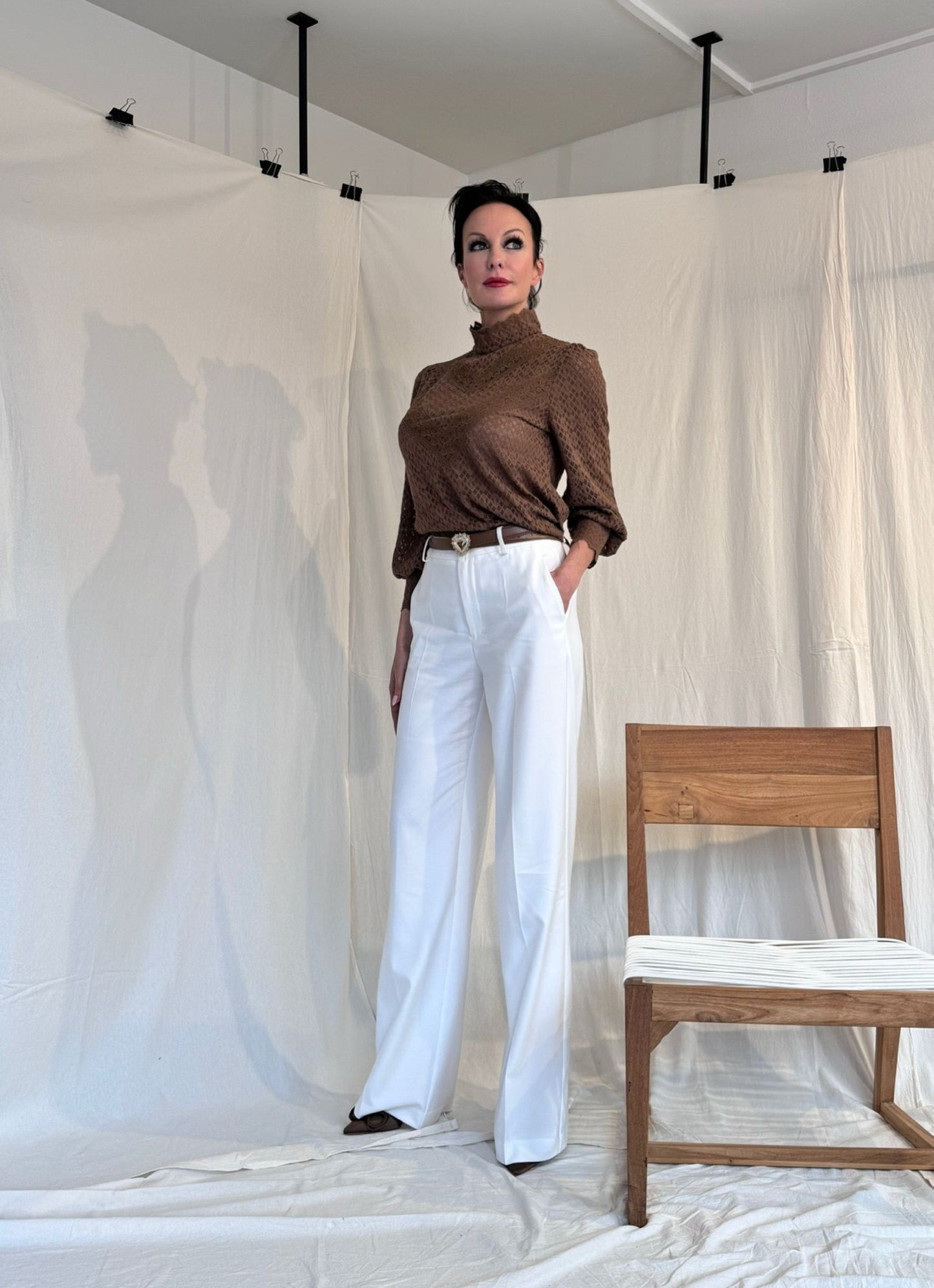 Blouse Jeanne lace coffee