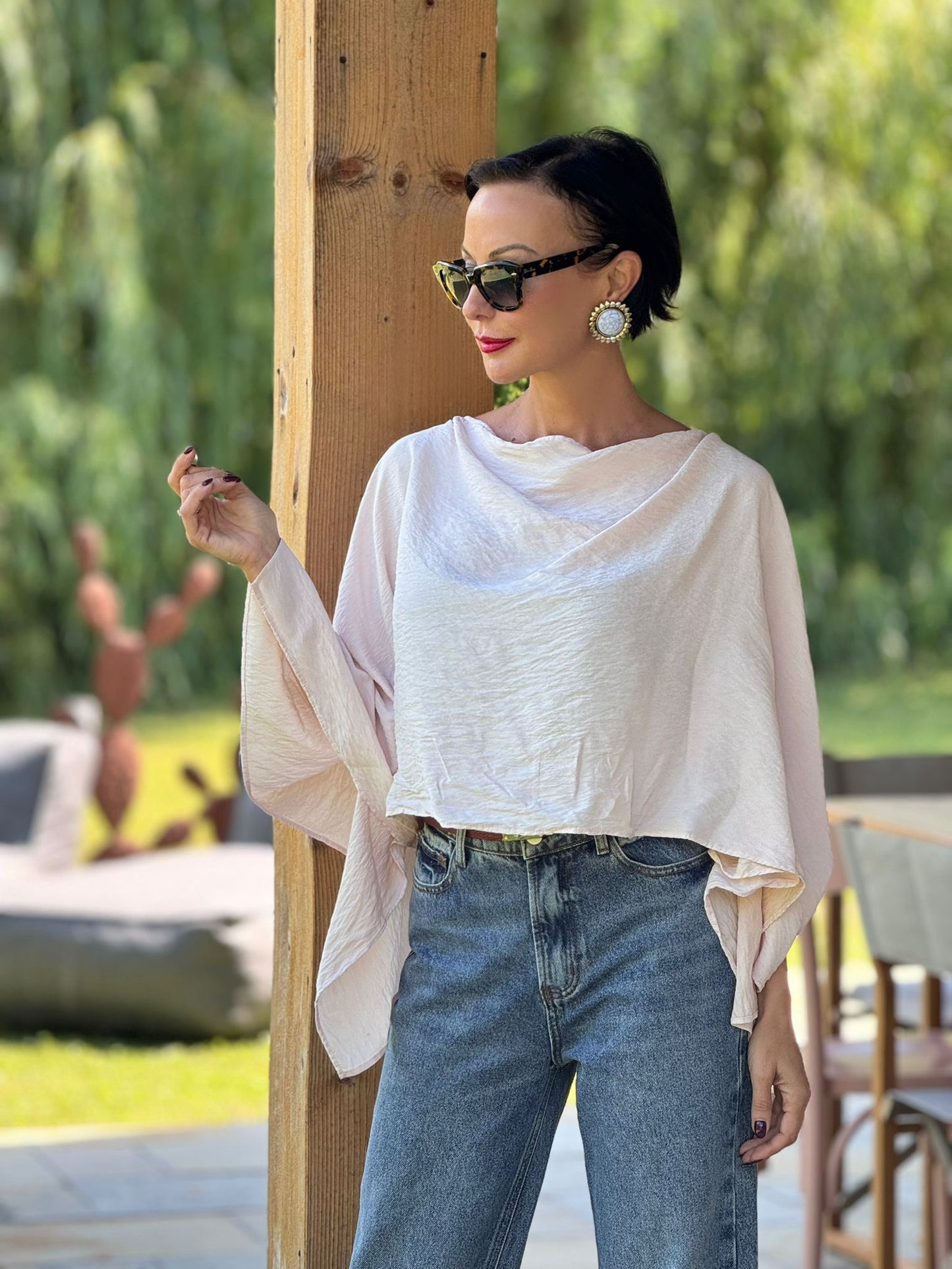 Blouse Leave powder pink