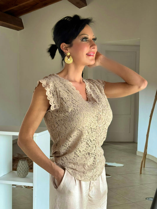 Top Cassie lace taupe