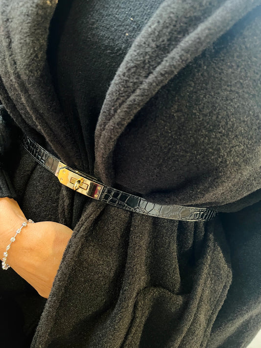 Belt H croco black