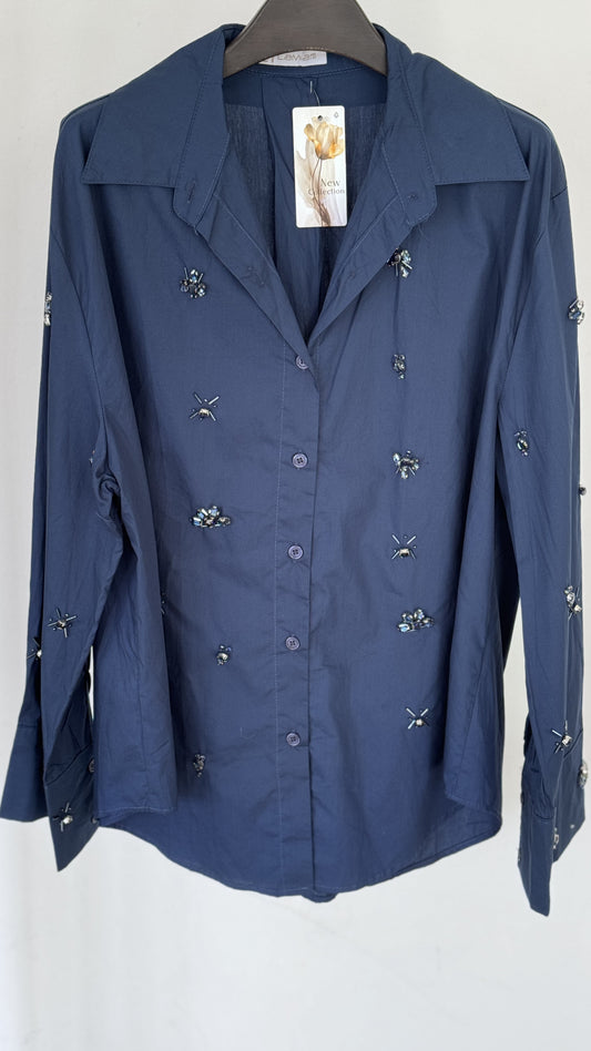 Blouse Carlotta strass navy
