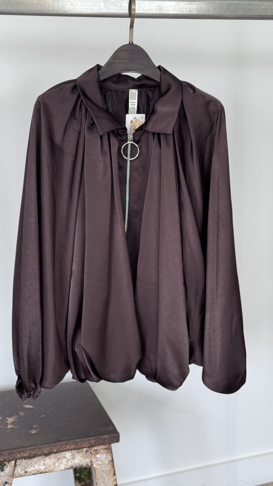 Jacket Stella satin choco