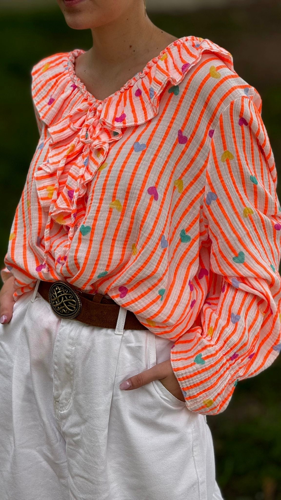 Blouse confetti neon orange