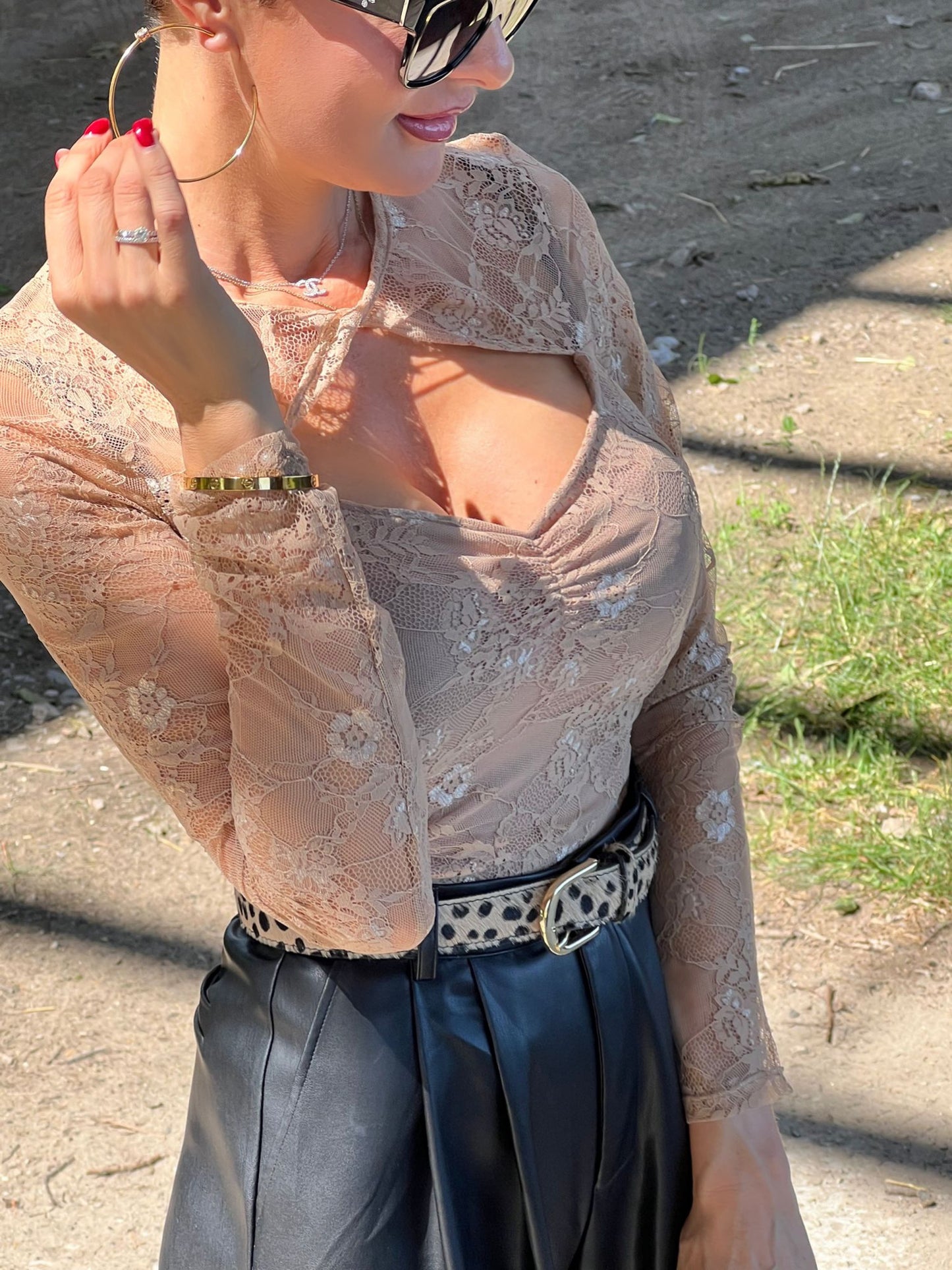 T-shirt LIV LM dentelle sable