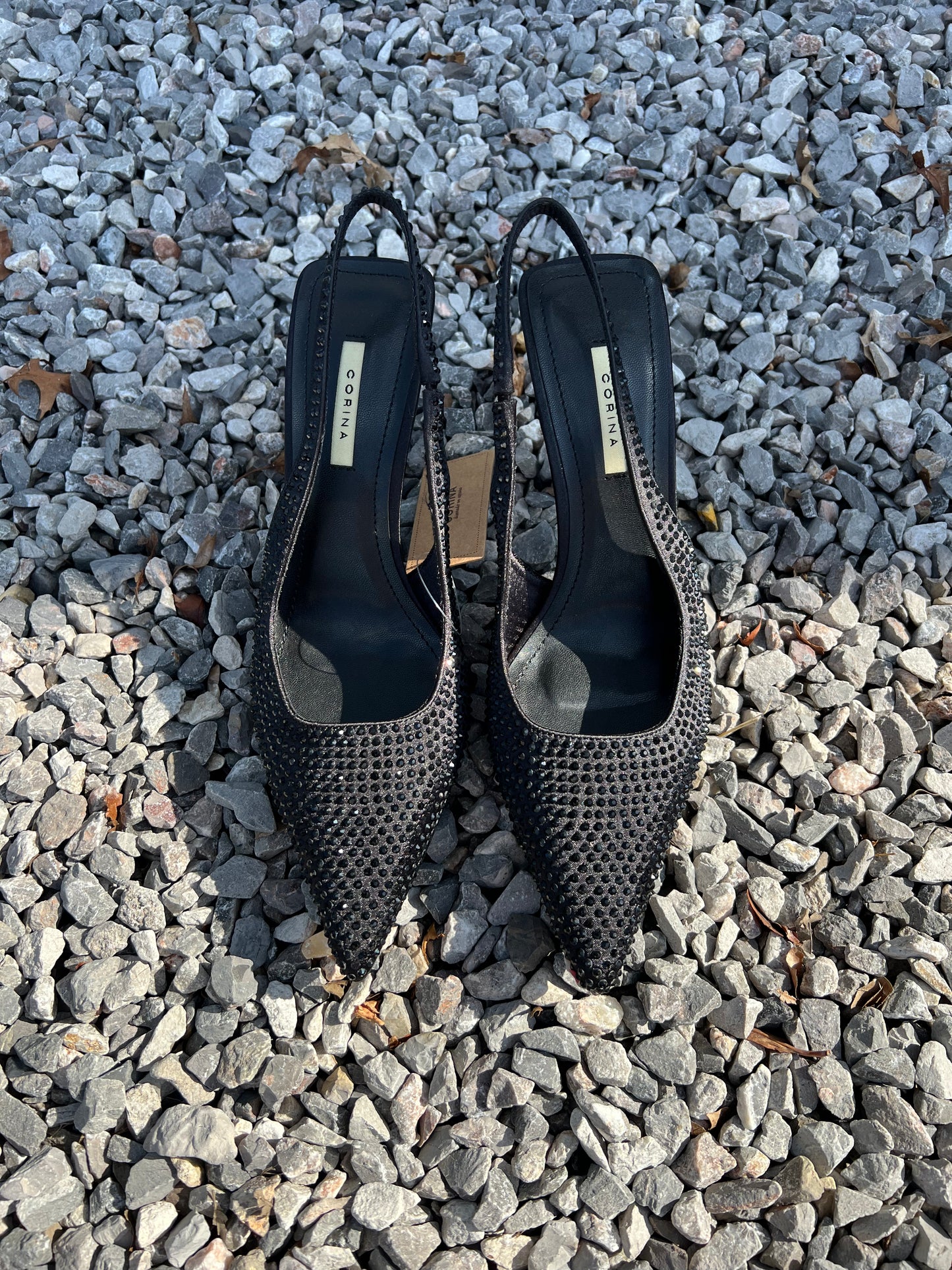 Sling back black sparkle