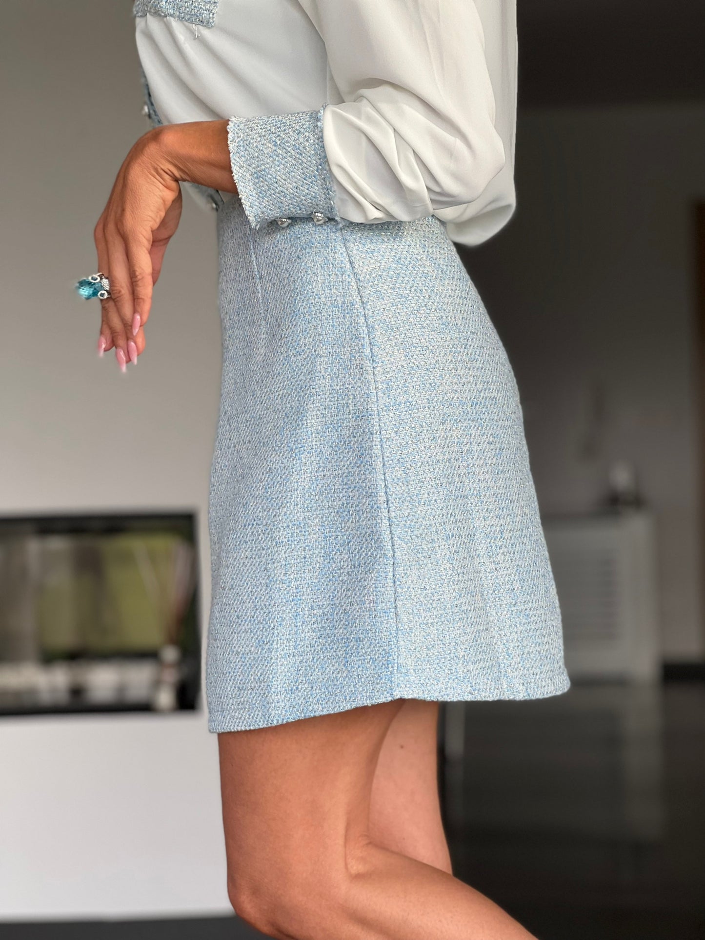 Skirt vichy baby blue